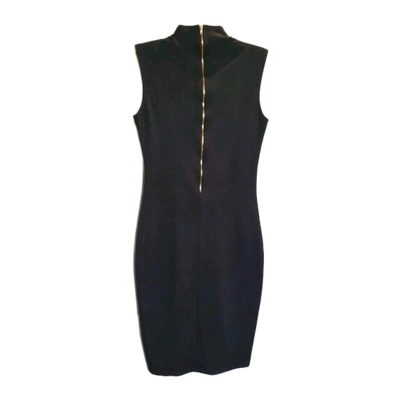 Rolla Coaster Black Fitted Bodycon Midi Dress Size Small Back Zip XLNT - Picture 2 of 3